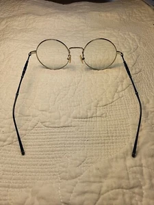 Monturas de gafas redondas azul metal grande plata nerd genial BOHO - Imagen 1 de 10