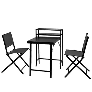 3 PCS Patio Bistro Set for 2, Foldable Patio Table &Chairs, No Assembly Required - Picture 1 of 7