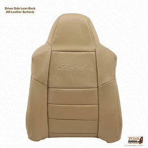 2002-2005 Ford Excursion Limited Genuine Leather Driver Lean Back Seat Cover Tan - Picture 1 of 6