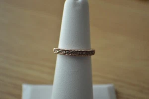 0.10ct Champagne Diamond Band Ring 18k RG Plated over Sterling Silver Size 5 - Picture 1 of 14