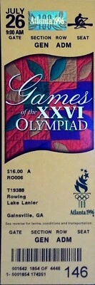Olympics Rowing Full Ticket Stub Lake Lanier Atlanta Summer Games 7/26/1996 - Image 1 of 2