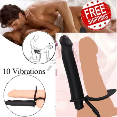 Anillo vibrador pene correa consolador doble penetración juguetes sexuales anal para hombres Foto 1 de 4