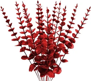 Red Faux Eucalyptus Stems for Home & Event Decor - Picture 1 of 4