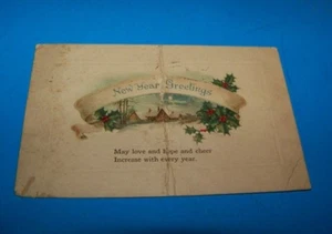 Postal vintage de saludos de Año Nuevo 1917 - Imagen 1 de 2