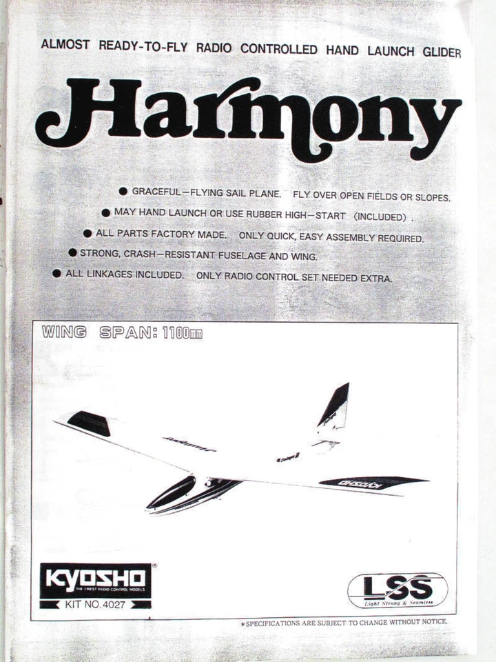 Kyosho Harmony Manuale Inglese modellismo - Immagine 1 di 1