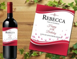 ETIQUETA PERSONALIZADA BOTELLA VINO TINTO REGALO CUMPLEAÑOS CUALQUIER OCASIÓN DETALLES - Imagen 1 de 2