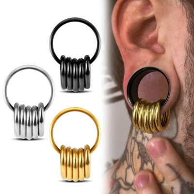 2 PIEZAS 316 Medidores de oreja de acero inoxidable Túneles de oreja con perforación de bucle Joyería corporal Foto 1 de 4