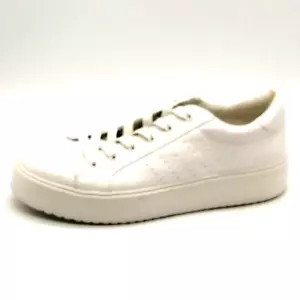 Steve Madden Womens Sneakers Blade White Faux Leather Lace Up Low Top 8M - Picture 1 of 12