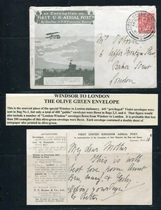 GROSSBRITANNIEN 1911 FIRSTUK AERIAL WINDSOR SELTENER OLIVER UMSCHLAG - Bild 1 von 2