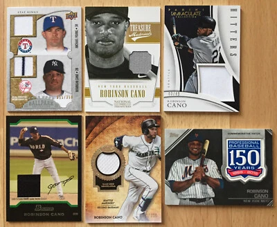 LOTE DE RELIQUIAS DE RECUERDOS PARCHE CAMISETA USADA JUEGO DE LOS NEW YORK YANKEES DE ROBINSON CANO (X6) Foto 1 de 4