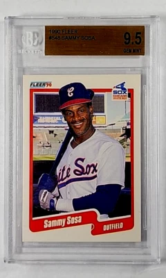 1990 Fleer #548 Sammy Sosa Rookie RC Chicago White Sox BGS 9.5 Gem Mint - Image 1 of 3