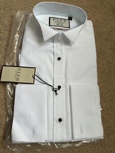 THOMAS PINK White Slim Fit Evening Bib Front Shirt  Size UK15.5''   £145