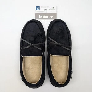 Isotoner Slippers Mens Size Medium 8-9 Memory Foam Black Comfort Moccasins - Picture 1 of 5