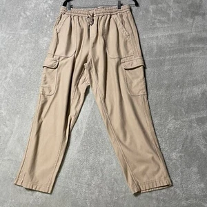 Athleta Cargo Pants Womens 10 Sweatpants Cropped Beige Elastic Waist Pockets - Picture 1 of 6