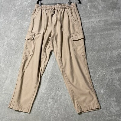 Calça de moletom Athleta Cargo feminina 10 cropped bege elástico bolsos na cintura - Imagem 1 de 4