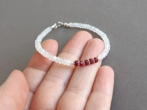 Echter Mondstein & Rubin facettierte Rondelle Edelstein Perlen Damen Armbände... - Bild 1 von 15