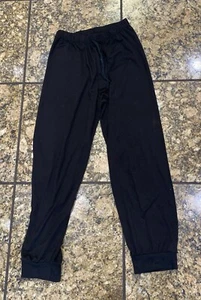 Pre Owned Girls Sweet Black Jogger Pants With Drawstring & Tappered Ankles SZ L - Picture 1 of 2