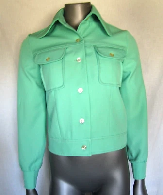 Vintage Jean Jacket Women’s 1970's Mint Green Size 10 Costume Gabardine - Image 1 of 4