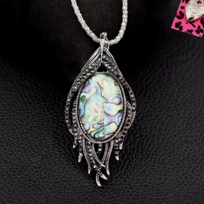 Broche collar colgante pluma pavo real cristal Betsey Johnson bolsa de regalo gratis Foto 1 de 4