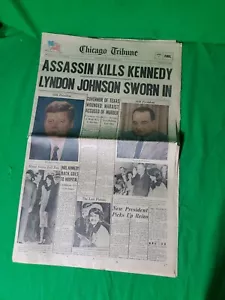 Old, Rare Chicago Tribune, Sat. Nov. 23rd 1963 Assassin kills kennedy - Picture 1 of 12