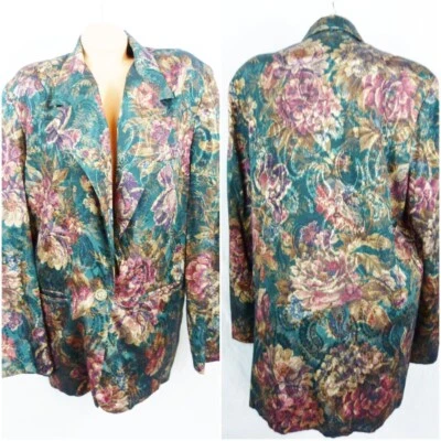 Chaqueta Blazer Worthington Talla 12 T Floral Repujado Foto 1 de 4