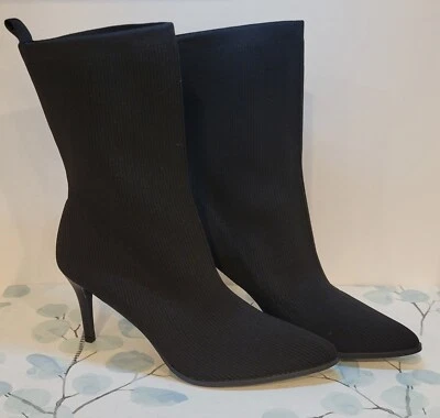  Botas calcetín de tela negra tejida HALSTON Tamara para mujer talla. 10  Foto 1 de 4
