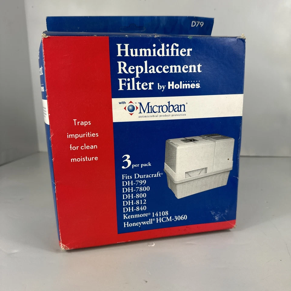 3 Holmes Humidifier Filters D79 for DH-7800-799,-800-812-840-HCM-3060 w/Microban - Image 1 of 1