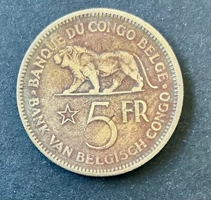Congo Belge - Léopold III - Très Jolie Monnaie de 5 Francs 1936 - Lion (3) - Bild 1 von 2