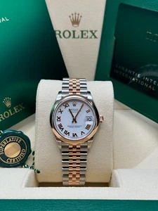 Rolex Datejust 31 NEW 2024 White Roman Dial Two Tone Rose Gold Smooth Jubilee - Picture 1 of 9