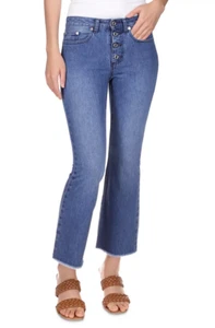Pantalones de mezclilla recortados Michael Michael Kors acampanados dobladillo deshilachado lavado Riviera talla 14 3038 - Imagen 1 de 1