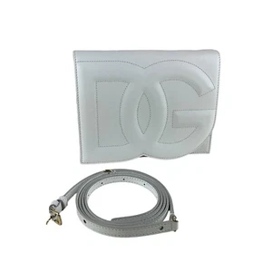 Dolce&Gabbana Women's Calfskin DG Logo Bag Crossbody Bag White Sz Medium - Picture 1 of 10