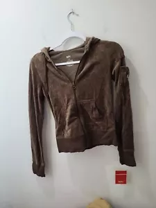 X-Small Massimo dutti hoodie sweater Jacket side pockets full Zipper Brown NWT - Picture 1 of 8