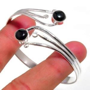 Black Onyx Gemstone Handmade 925 Sterling Silver Jewelry Bangle Sz 7-8 - Picture 1 of 1