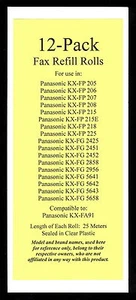 12 KX-FA91 Fax Film Refills for Panasonic KX-FP215 KX-FP215E KX-FP218 KX-FP225 - Picture 1 of 1