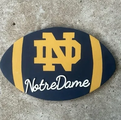 Notre Dame “Go Irish” Logo Football Wood Decor Sign, Design in Team Colors NEW - Image 1 of 4