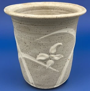 Vintage Signed Pottery Utensils Crock Stoneware Utensil Holder Plant Pot - Picture 1 of 16