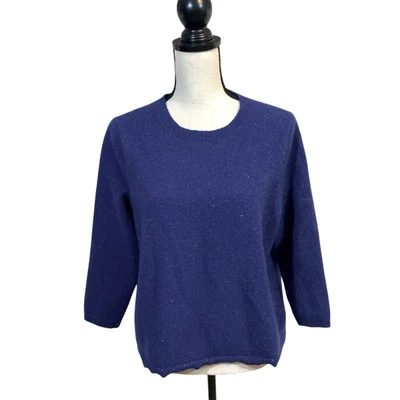 Lands’ End 100% Cashmere Royal Blue 3/4 Sleeve Sweater Size 2X- Fits like Large - Image 1 of 4