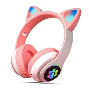 Gift for Girls Bluetooth Headphones for Kids, Cute Ear Cat Ear LED Light Up - Picture 1 of 3