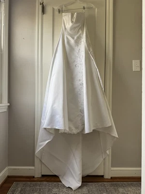 Vtg 80s 90s Jessica Mcclintock Bridal Wedding Dress Sz 12 Ivory Satin Ball Gown - Image 1 of 4