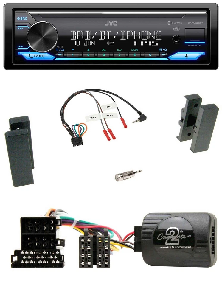 JVC Bluetooth DAB USB Lenkrad Autoradio für Seat Leon 2002-2006 Toledo 2002-2004 - Bild 1 von 4