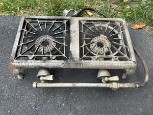 Vintage Griswold No. 502 Cast Iron Dual Burner Gas Camp Stove - Picture 1 of 7