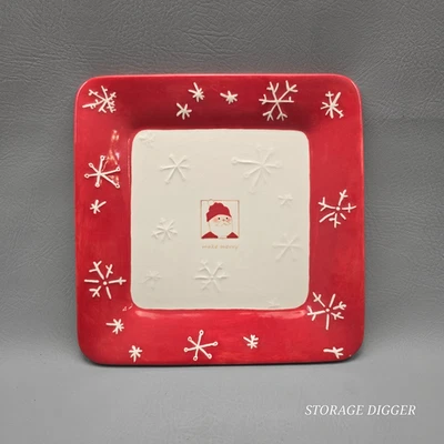 VTG Hallmark Decorative Christmas Make Merry Ceramic Embossed Red Plate 10.5" - Image 1 of 4