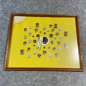 Vintage Washington Redskins Collectible Pin Lot On Frame 38 Pins Commanders 80’s - Picture 1 of 16