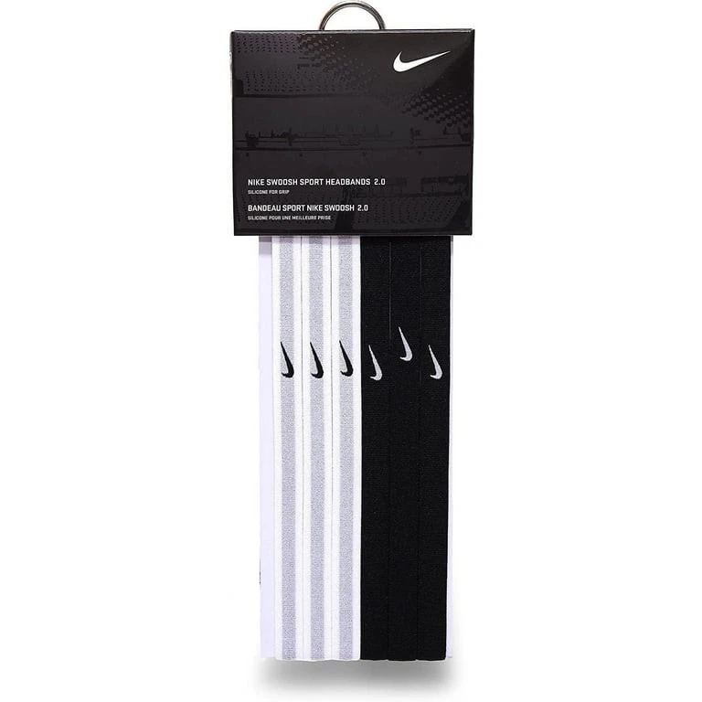 Diademas deportivas para mujer Nike Swoosh Jaqguard 6pk (negro/blanco) Foto 1 de 1