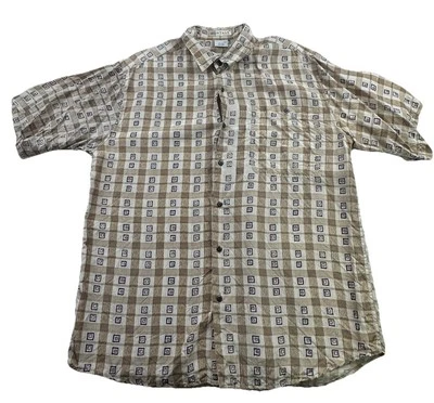 Montage Pour Homme 100% Silk Short Sleeve Button Up Mens Shirt Size Large - Image 1 of 4