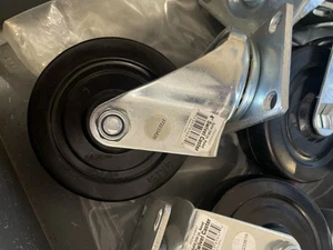 4" Black Rubber TPR Steel Swivel Plate Caster with 350 lb. 6 Pack - Picture 1 of 2