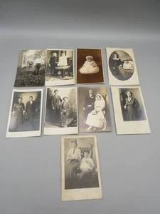 Lot of 9 RPPC Black & White Postcards Men, Women, Children Could Maybe Related - Picture 1 of 19