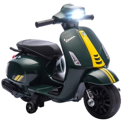AIYAPLAY Moto Elettrica per Bambini 2-6 Anni Licenza Vespa 6V Verde Scuro - Immagine 1 di 4