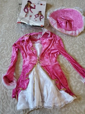 Fantasia Fever Pirates Treasure, chapéu social, tamanho meninas M (10-12) branco e rosa - Imagem 1 de 4