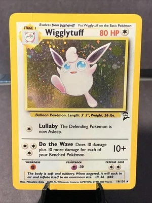 Pokemon TCG Wigglytuff #19/130 Base Set 2 Unlimited Holo Rare WOTC VTG Swirl - Image 1 of 3
